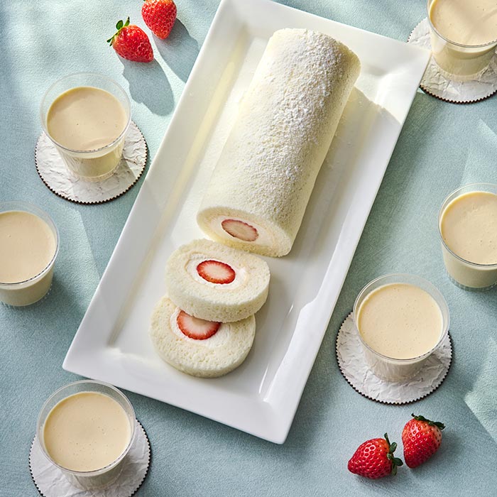 いちごのホワイトロール&なめらかプリン