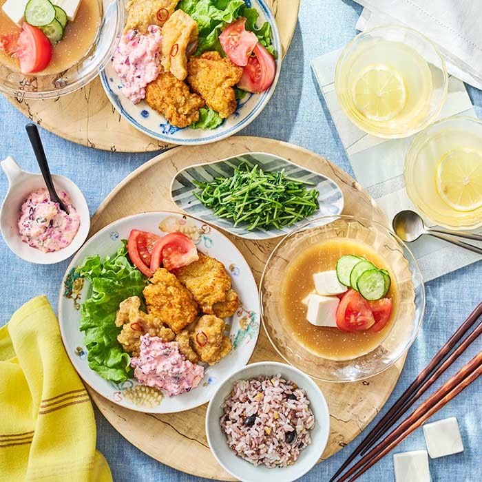 Aメニュー：2種の贅沢から揚げ＆和スイーツ