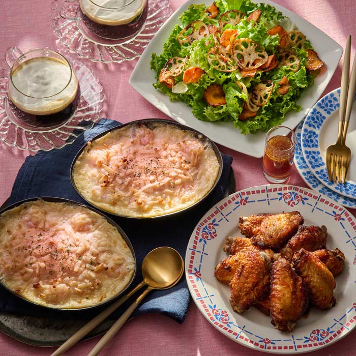 明太もちチーズドリアと旨辛チキン